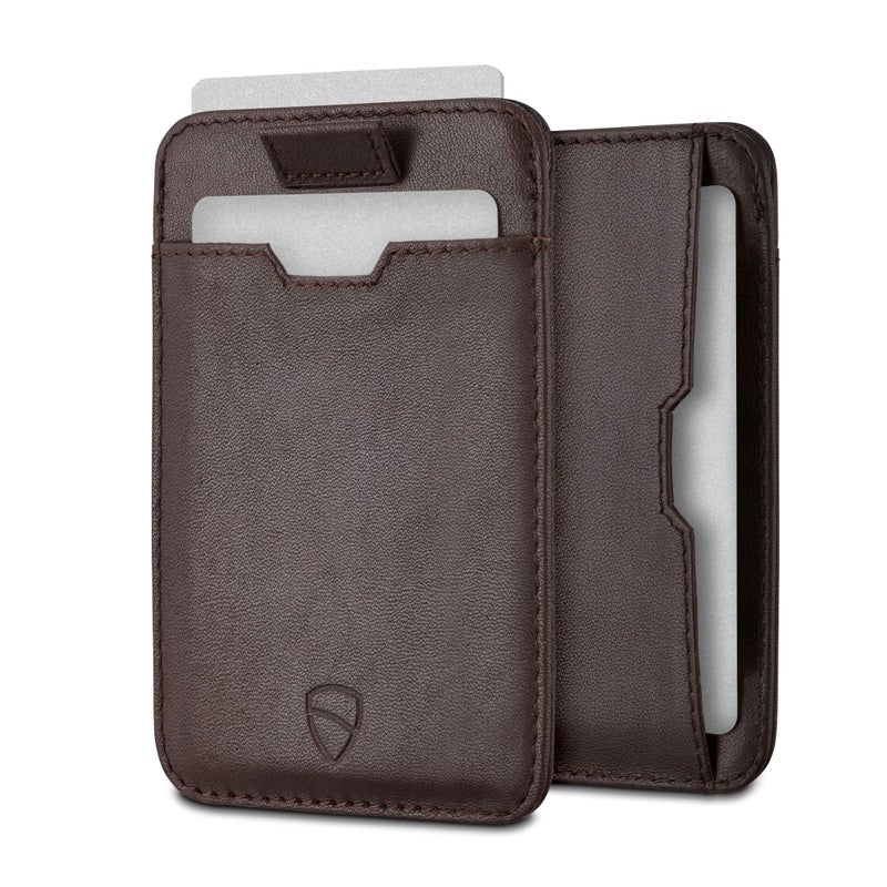 Vaultskin CHELSEA Mens RFID Blocking Slim Leather Card Wallet - Minimalist Front Pocket Cardholder in Brown - Image 1